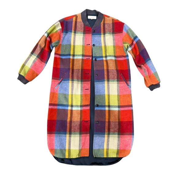 The Great. Plaid Long Shacket in Multi, Size 1/ US 4-6 - Picture 4 of 10